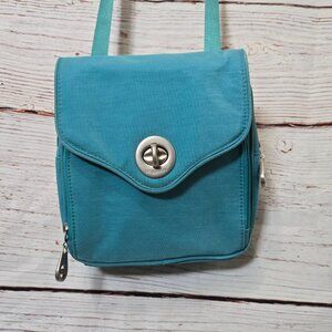 #228 Baggallini Coastal Flip-Lock Mini Crossbody – Teal – NWOT